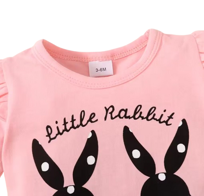 The Azariah - Baby Girl 3PCS Rabbit T-Shirt Polka Dot Shorts & Headband Outfit