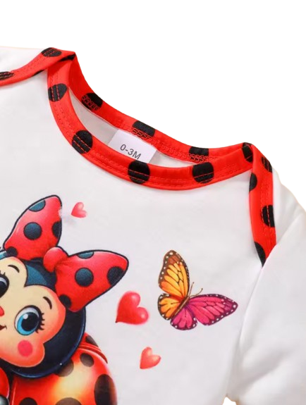 The Cassandra - Baby Girl 3PCS Ladybug Romper Polka Dot Shorts & Headband