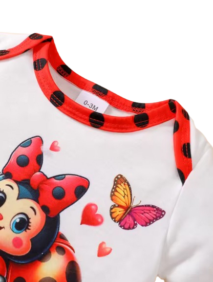 The Cassandra - Baby Girl 3PCS Ladybug Romper Polka Dot Shorts & Headband