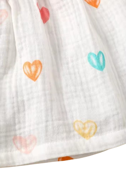 The Ariah - Baby Girl 2PCS Cotton Love Print Dress & Hat Summer Outfit