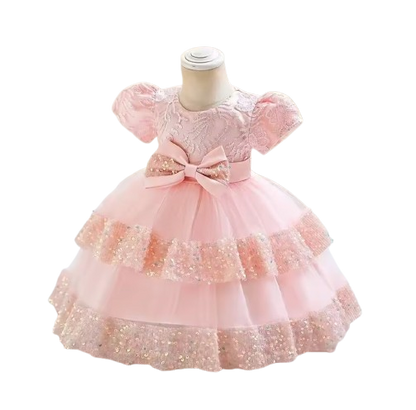 The Lyric - Girls Cotton Bow Party Dress Short Sleeve Summer Bridesmaid Dress