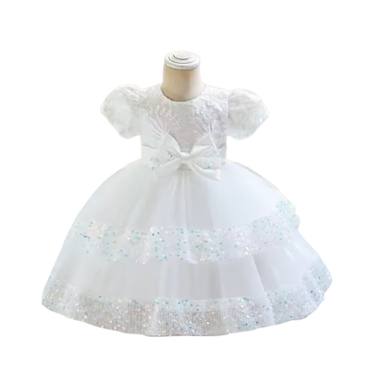 The Lyric - Girls Cotton Bow Party Dress Short Sleeve Summer Bridesmaid Dress