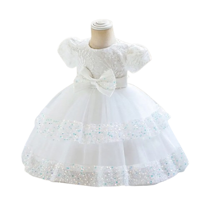 The Lyric - Girls Cotton Bow Party Dress Short Sleeve Summer Bridesmaid Dress