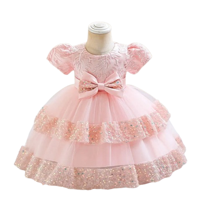 The Lyric - Girls Cotton Bow Party Dress Short Sleeve Summer Bridesmaid Dress