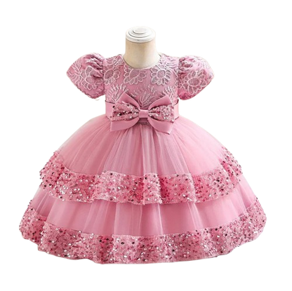 The Lyric - Girls Cotton Bow Party Dress Short Sleeve Summer Bridesmaid Dress