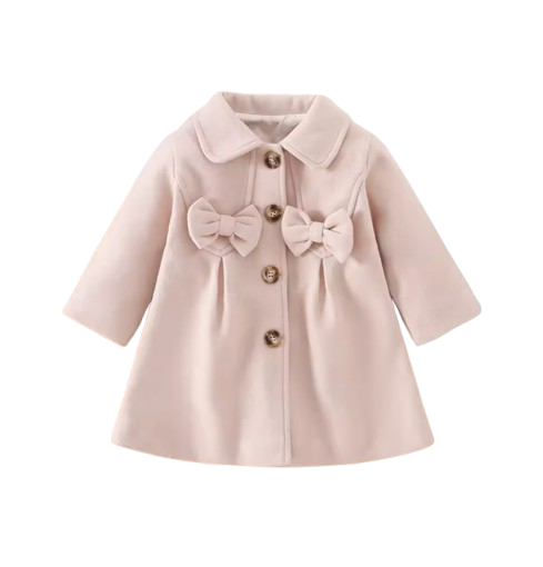 The Shelby - Newborn Baby Girl Korean Beige Bow Long Sleeve Coat Jacket