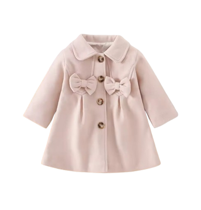 The Shelby - Newborn Baby Girl Korean Beige Bow Long Sleeve Coat Jacket