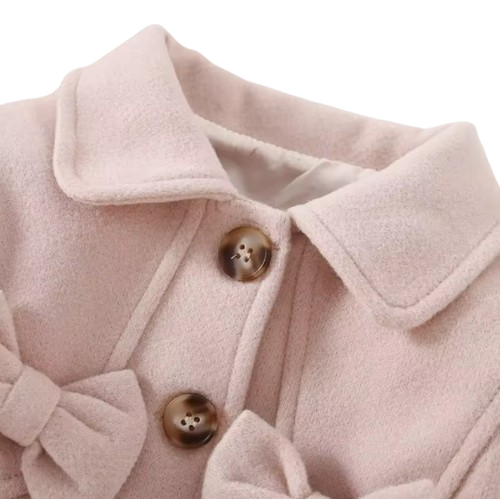 The Shelby - Newborn Baby Girl Korean Beige Bow Long Sleeve Coat Jacket