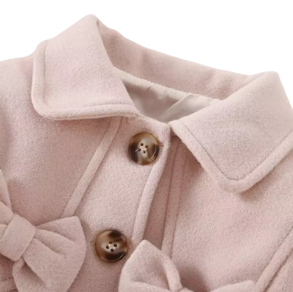 The Shelby - Newborn Baby Girl Korean Beige Bow Long Sleeve Coat Jacket