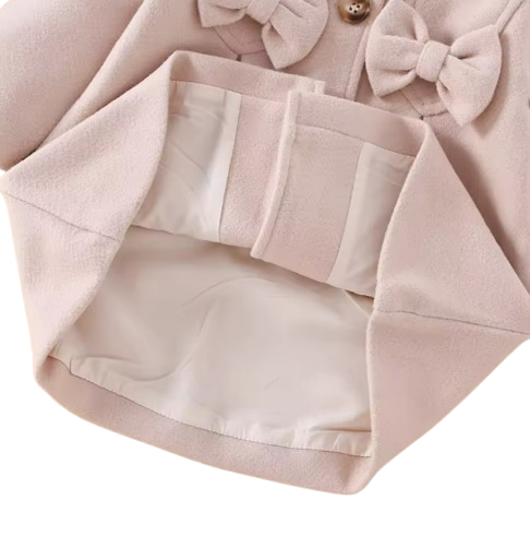 The Shelby - Newborn Baby Girl Korean Beige Bow Long Sleeve Coat Jacket