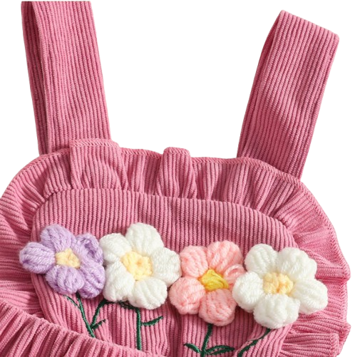 The Alara - Newborn Baby Girl Summer Romper Skirt Headband Crochet Flower Set 3PCS