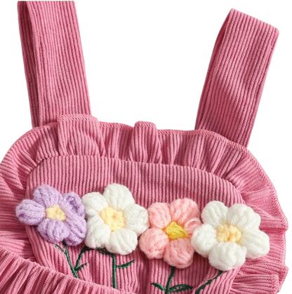 The Alara - Newborn Baby Girl Summer Romper Skirt Headband Crochet Flower Set 3PCS