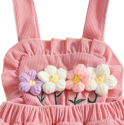 The Alara - Newborn Baby Girl Summer Romper Skirt Headband Crochet Flower Set 3PCS