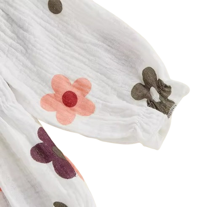 The Eileen - Baby Girl Floral Ruffle Bodysuit & Bow Headband Autumn Outfit 2PCS