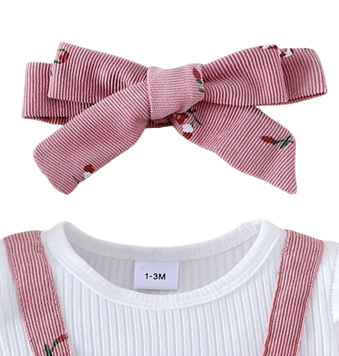 The Gloria - Baby Girl Floral Patchwork Romper & Bow Headband Autumn Outfit 2PCS
