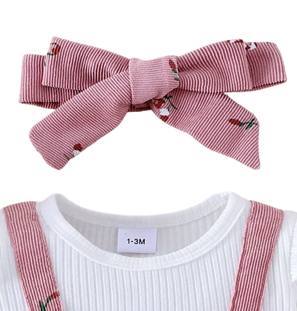 The Gloria - Baby Girl Floral Patchwork Romper & Bow Headband Autumn Outfit 2PCS