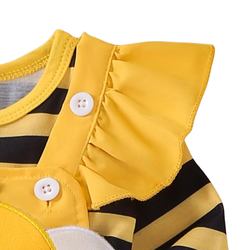 The Miranda - Baby Girl 3PCS Bee Embroidered Romper Suspender Dress & Headband