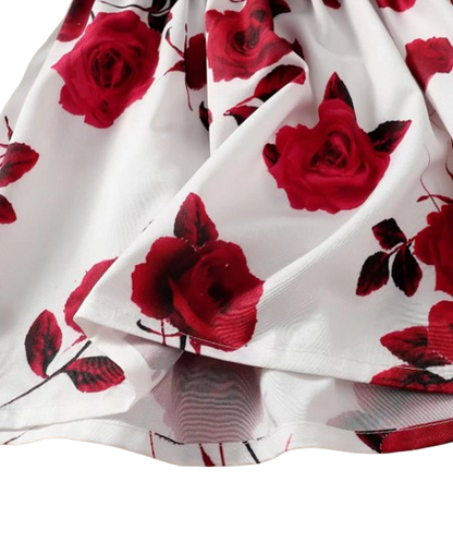 The Aleena - Girls Red Floral Party Dress Long Sleeve Birthday Wedding Outfit