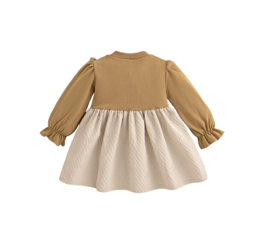 The Noor - Toddler Girl Floral Knit Dress Long Sleeve Bow Pearl Party Outfit