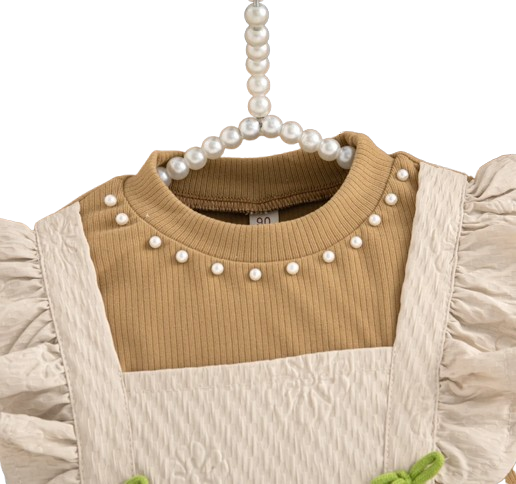 The Noor - Toddler Girl Floral Knit Dress Long Sleeve Bow Pearl Party Outfit