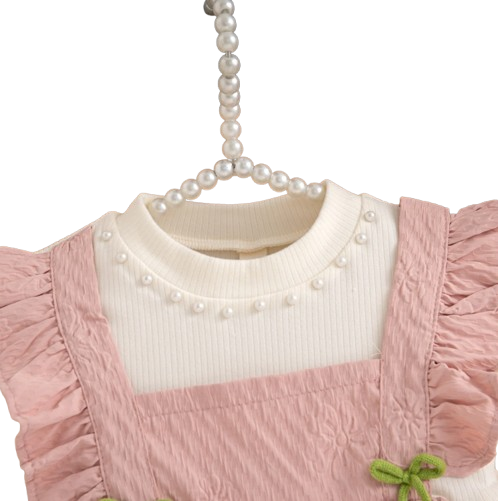 The Noor - Toddler Girl Floral Knit Dress Long Sleeve Bow Pearl Party Outfit