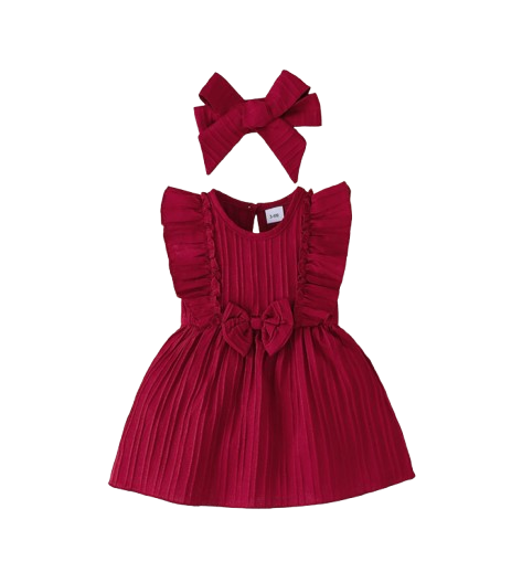 The Melina - Newborn Baby Girl Sleeveless Ruffle Dress Headband Set Summer 2PCS