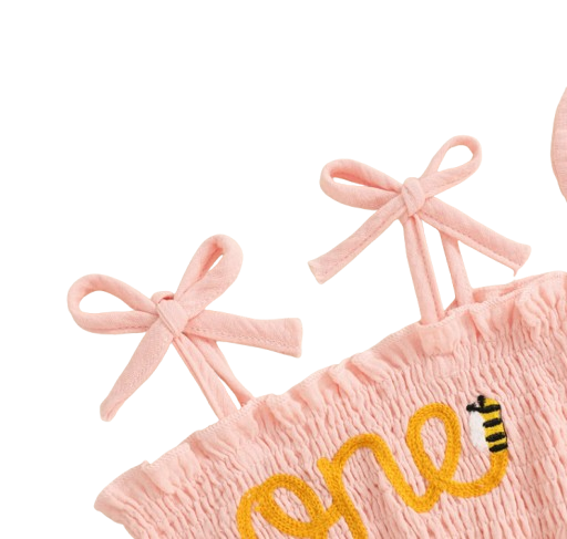 The Myra - Baby Girl Embroidered Romper Dress & Bow Headband Summer Outfit