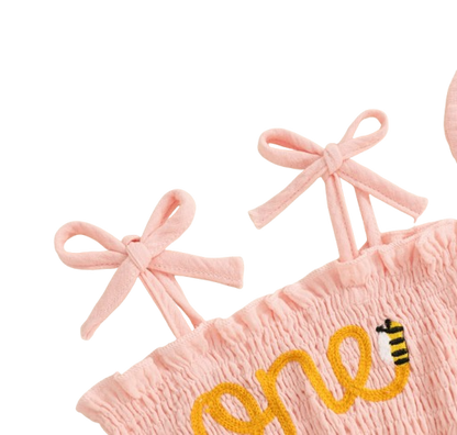 The Myra - Baby Girl Embroidered Romper Dress & Bow Headband Summer Outfit