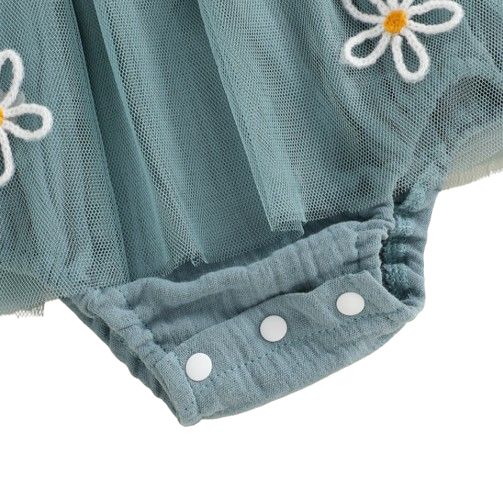 The Myra - Baby Girl Embroidered Romper Dress & Bow Headband Summer Outfit