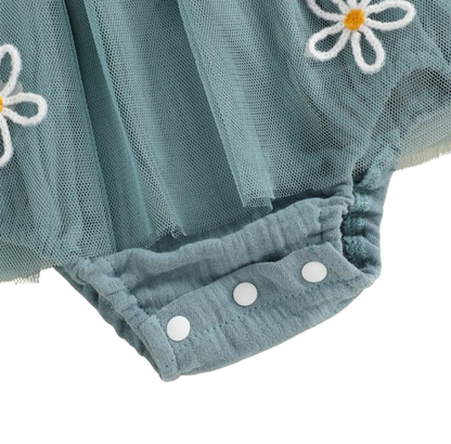 The Myra - Baby Girl Embroidered Romper Dress & Bow Headband Summer Outfit