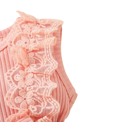 The Jessica - Baby Girl Sleeveless Lace Dress & Headband Flower Bow Summer Outfit