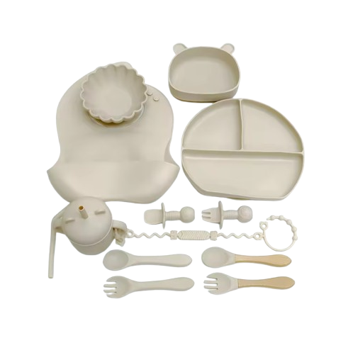 The Basil - Baby Silicone Feeding Set 13PCS Suction Bowl Plate Straw Cup & Utensils