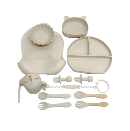 The Basil - Baby Silicone Feeding Set 13PCS Suction Bowl Plate Straw Cup & Utensils
