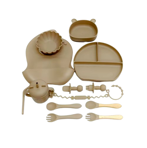 The Basil - Baby Silicone Feeding Set 13PCS Suction Bowl Plate Straw Cup & Utensils