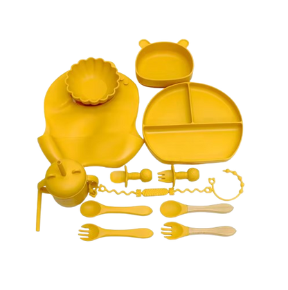 The Basil - Baby Silicone Feeding Set 13PCS Suction Bowl Plate Straw Cup & Utensils
