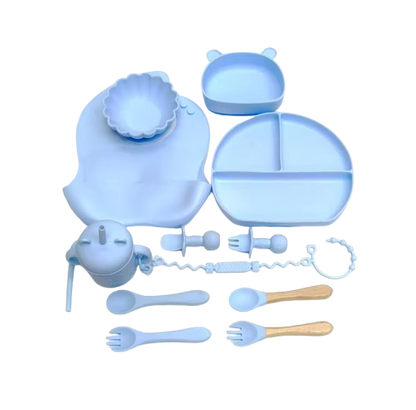 The Basil - Baby Silicone Feeding Set 13PCS Suction Bowl Plate Straw Cup & Utensils