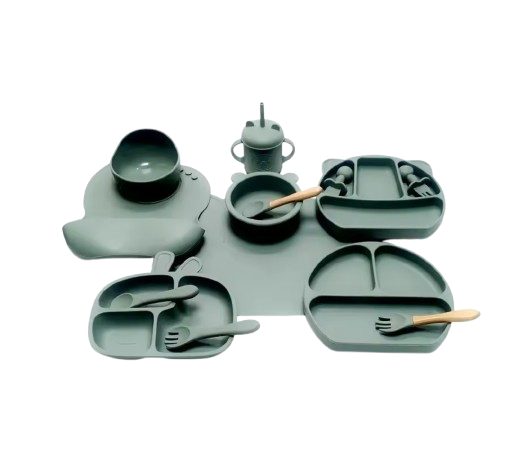 The Blake - Baby Silicone Feeding Set Suction Bowl Spoon & Fork Weaning Tableware