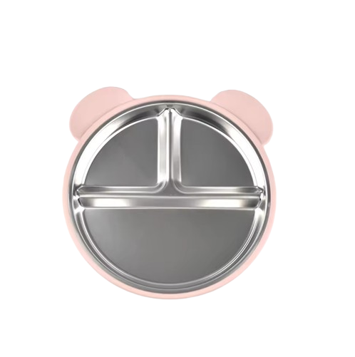 The Spencer - Baby Bear Silicone Training Plate Stainless Steel Toddler Tableware
