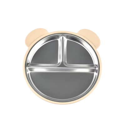 The Spencer - Baby Bear Silicone Training Plate Stainless Steel Toddler Tableware