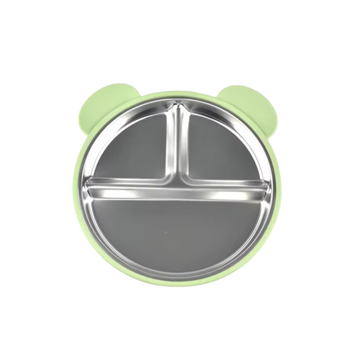 The Spencer - Baby Bear Silicone Training Plate Stainless Steel Toddler Tableware