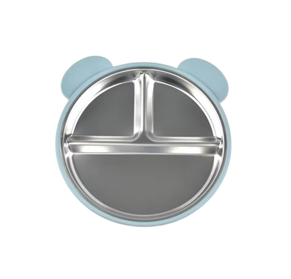 The Spencer - Baby Bear Silicone Training Plate Stainless Steel Toddler Tableware