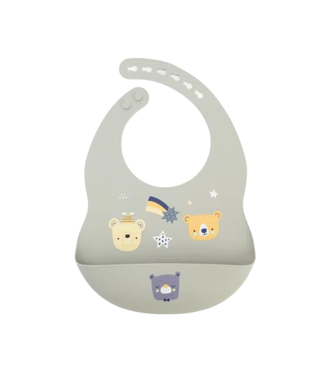 The Vesper - Baby Silicone Bib Waterproof Adjustable Cartoon Feeding Bib with Food Catcher 1PC