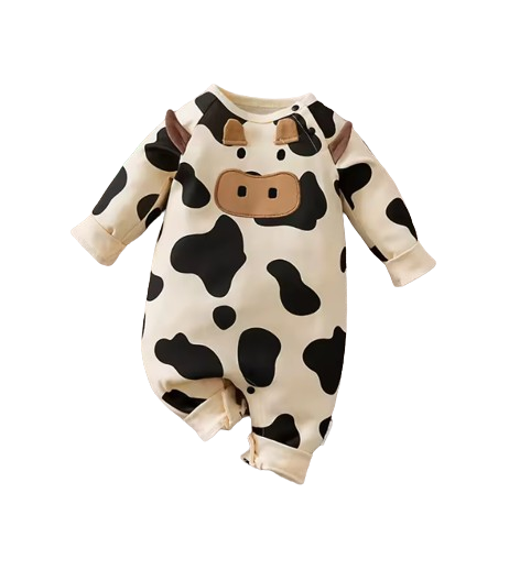The Aurelio - Baby Boy 3D Cow Print Long Sleeve Cotton Romper Spring Autumn One Piece Outfit