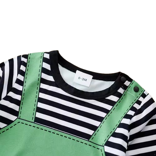 The Shawn - Baby Zebra Stripe Suspender Romper Set Long Sleeve Spring Autumn Outfit