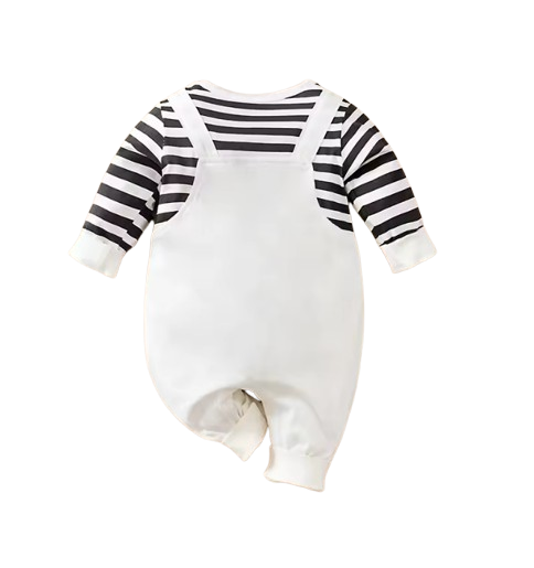 The Westin - Baby Funny Face Print Long Sleeve Faux Two Piece Romper Spring Autumn Outfit
