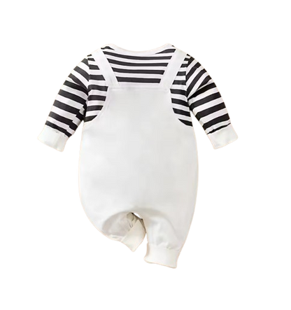 The Westin - Baby Funny Face Print Long Sleeve Faux Two Piece Romper Spring Autumn Outfit