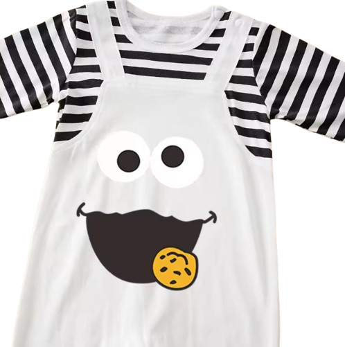 The Westin - Baby Funny Face Print Long Sleeve Faux Two Piece Romper Spring Autumn Outfit