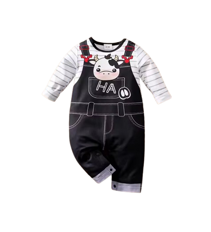 The Donald - Unisex Baby Cow Print Long Sleeve Romper Soft Spring Autumn One Piece Outfit