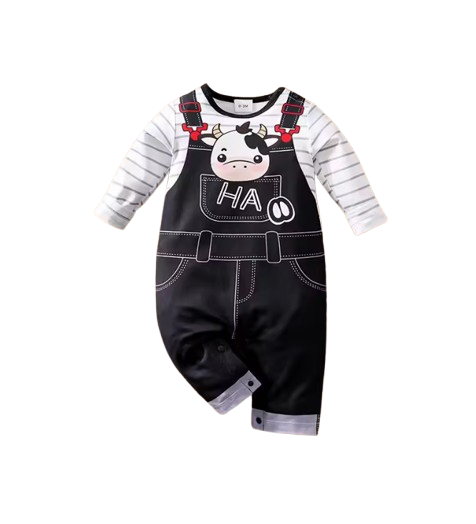 The Donald - Unisex Baby Cow Print Long Sleeve Romper Soft Spring Autumn One Piece Outfit