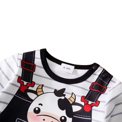 The Donald - Unisex Baby Cow Print Long Sleeve Romper Soft Spring Autumn One Piece Outfit